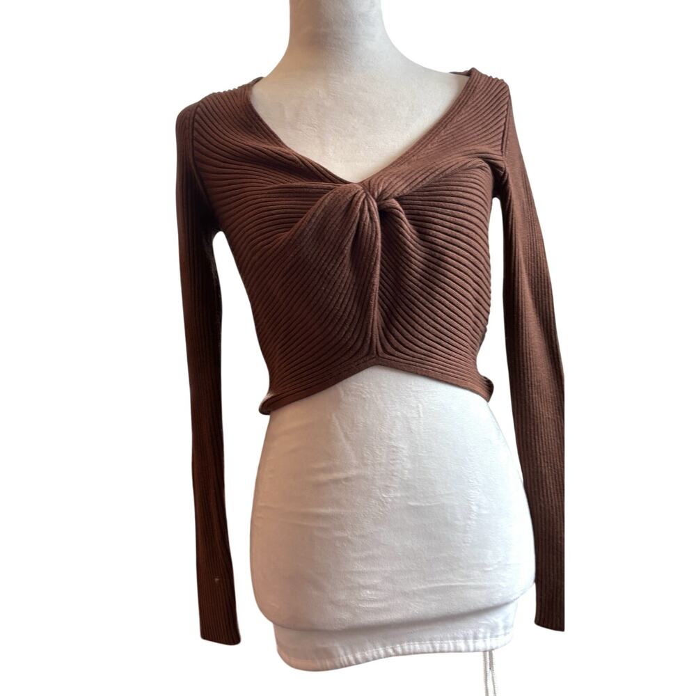 Abercrombie Fitch Twist Front Cropped Sweater Sz M Rust Preppy Coquette
